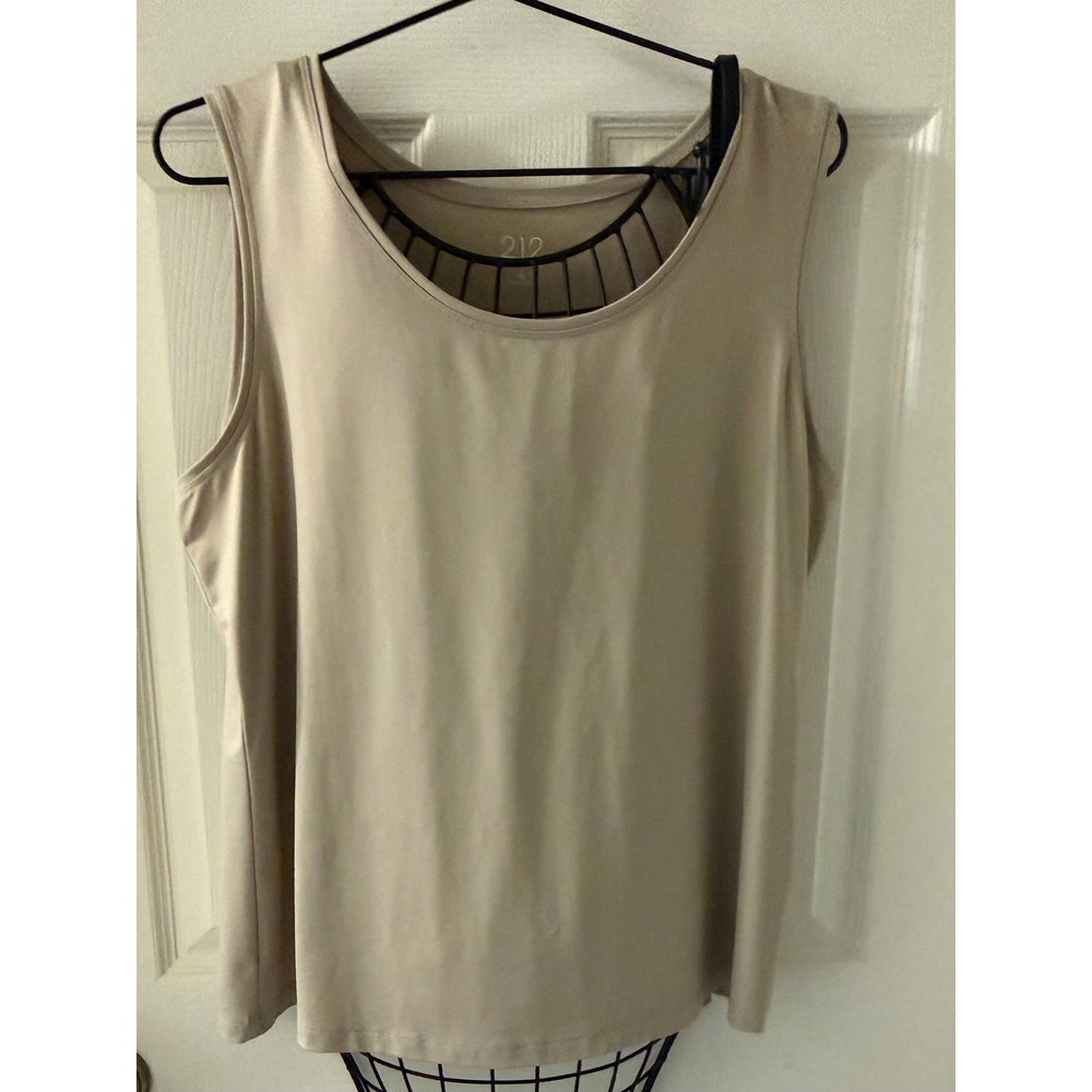 212 Collection Womens XL Beige Sleeveless Scoop Neck Stretch Knit Tank Top EUC